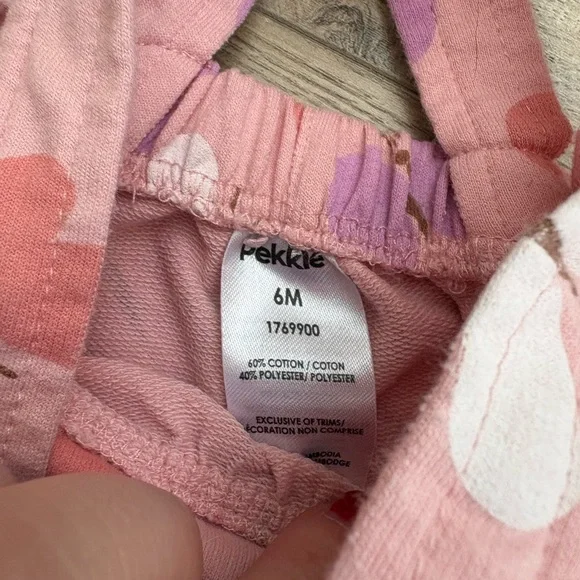 Pekkle Baby Girl Butterfly Overall Set 6M Pink Summer Outfit Matching - Picture 4 of 4